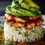 Zesty Honey Lime Chicken Avocado Rice Stack Recipe First Image