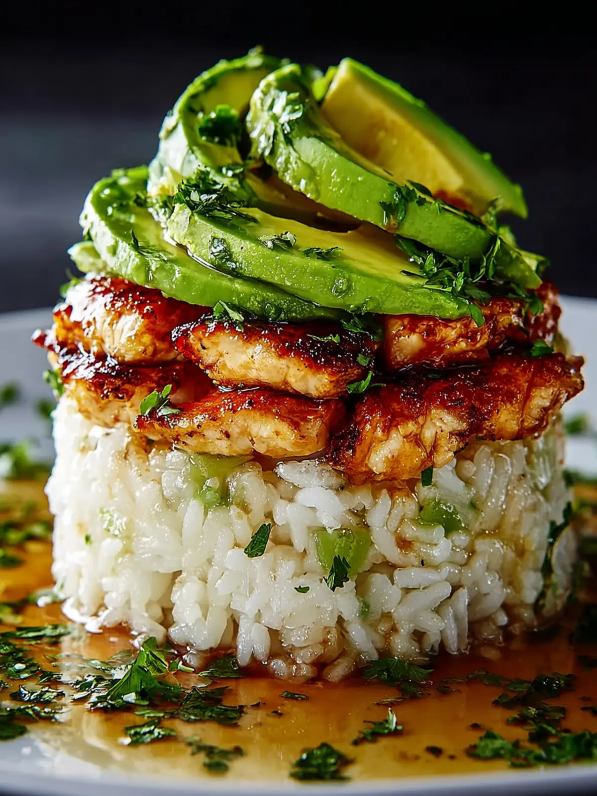 Zesty Honey Lime Chicken Avocado Rice Stack Recipe First Image