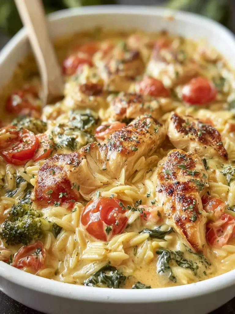 Creamy Chicken Orzo Bake, Tuscan Style (One-Pan) First Image