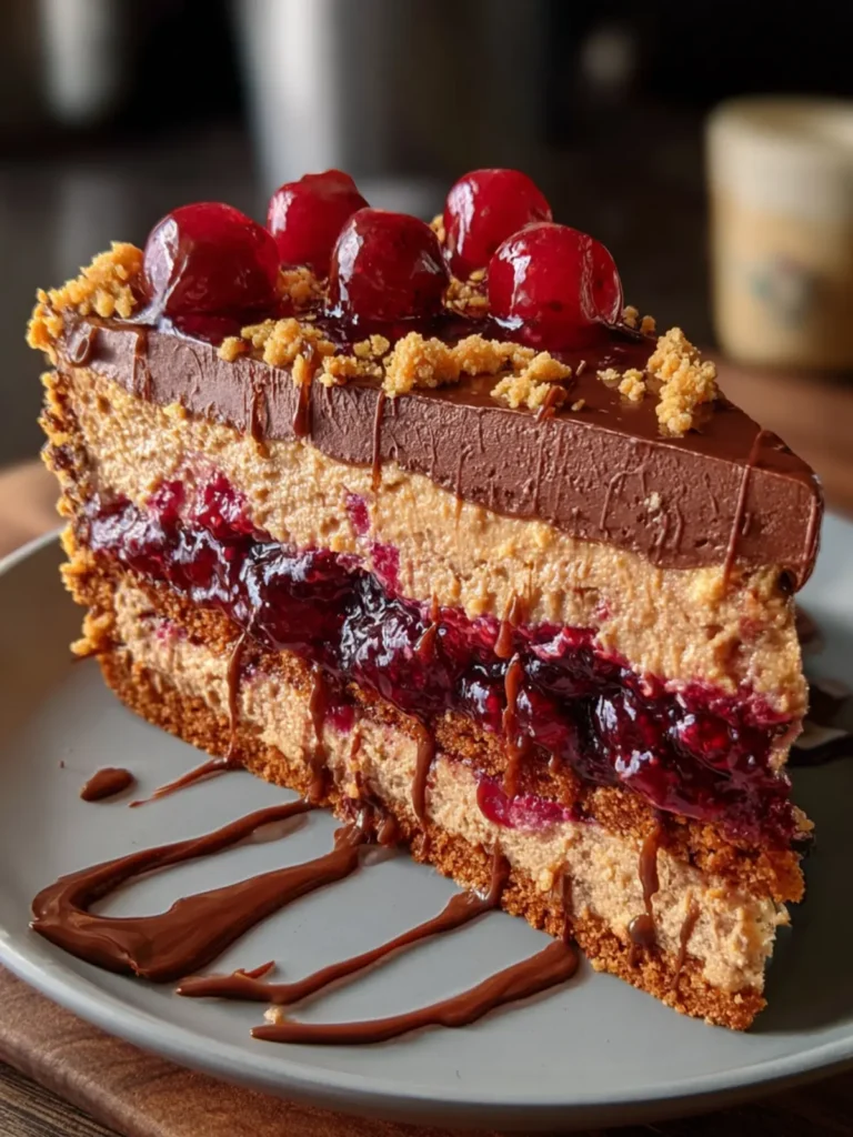 Peanut Butter Jelly Cheesecake Cake – Delicious PB&J Layered Dessert Recipe First Image