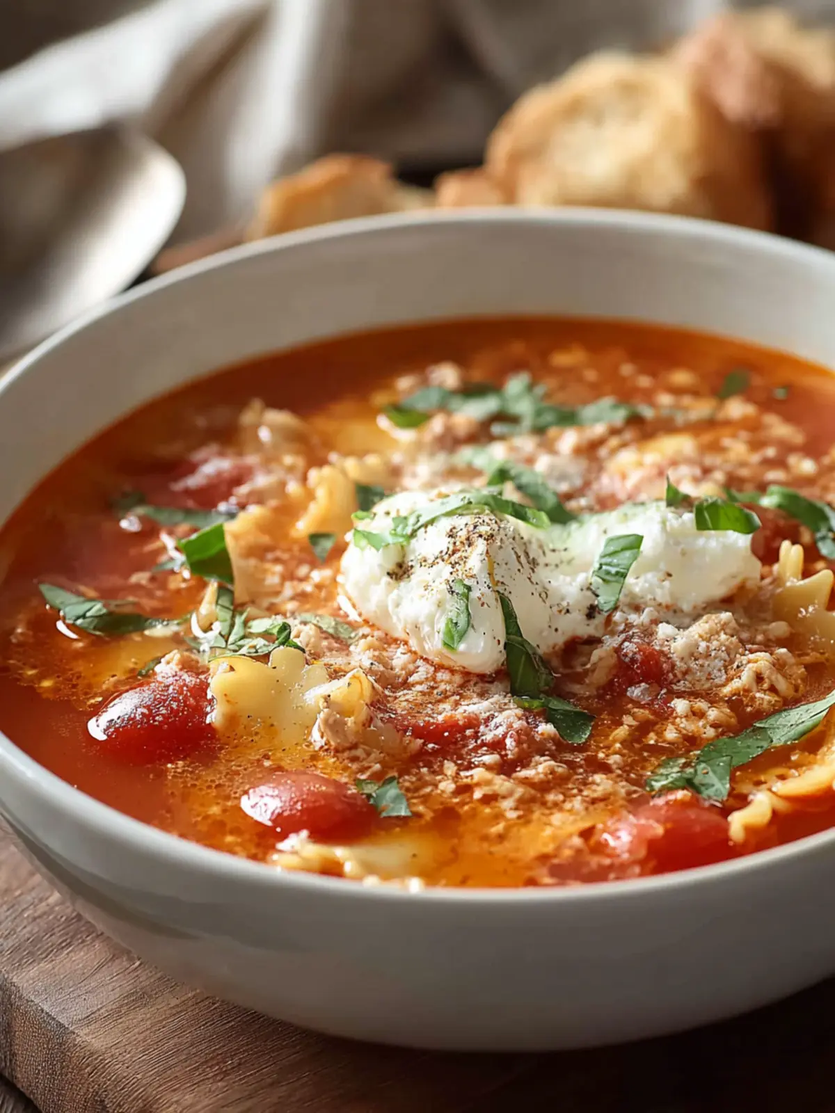 Healthy Lasagna Soup with Turkey, Easy, One Pot First Image