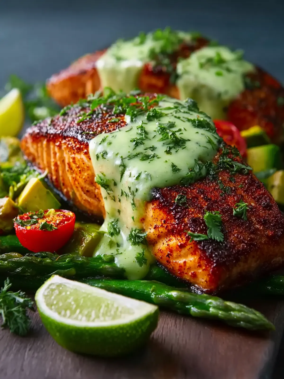 Cajun Salmon with Avocado Lime Sauce First Image