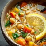 Zesty Lemon Chickpea Orzo Soup for Cozy Comfort First Image