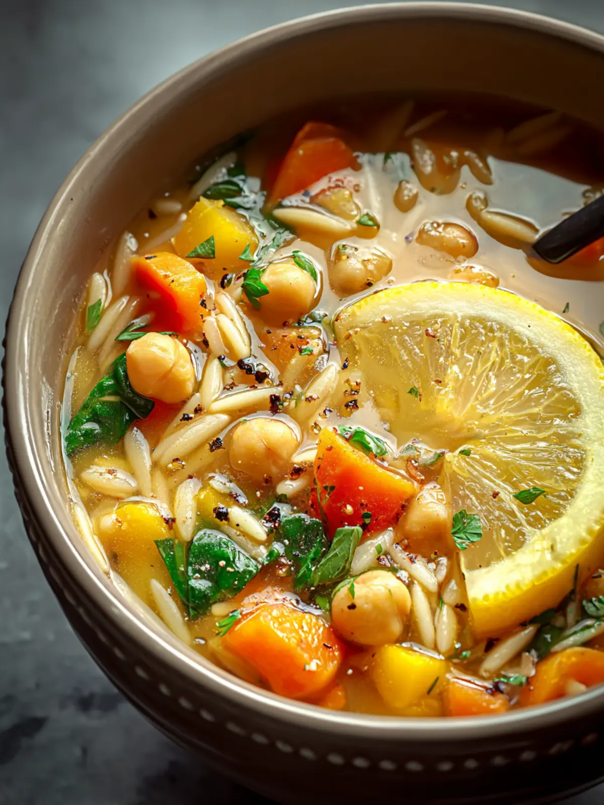 Zesty Lemon Chickpea Orzo Soup for Cozy Comfort First Image