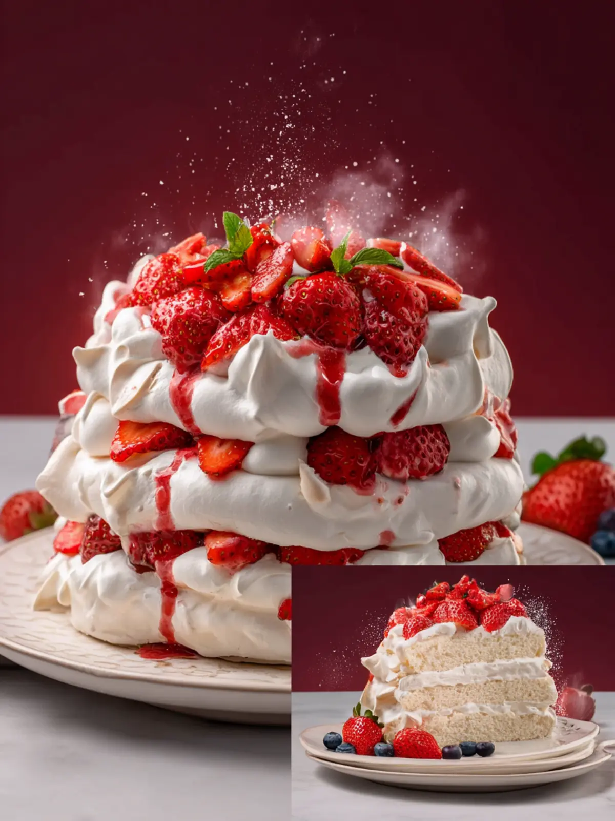 Strawberry Meringue Cake First Image