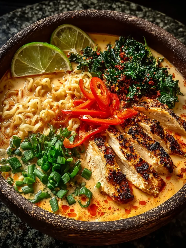 Spicy Creamy Chicken and Ramen Soup First Image