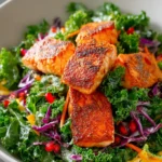 fish salad with cajun salmon and kale First Image