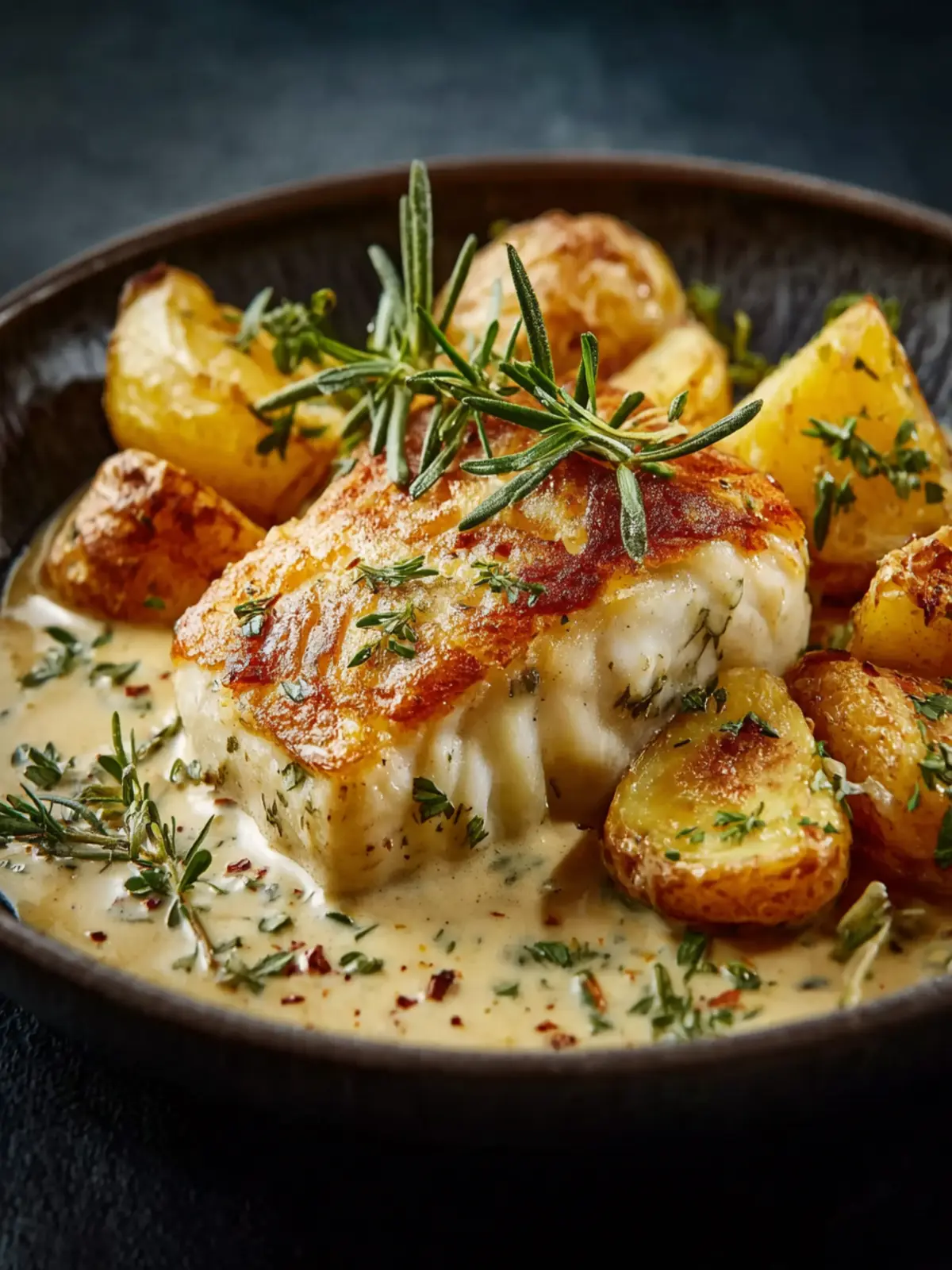 Cod and Potatoes with Rosemary Cream Sauce First Image