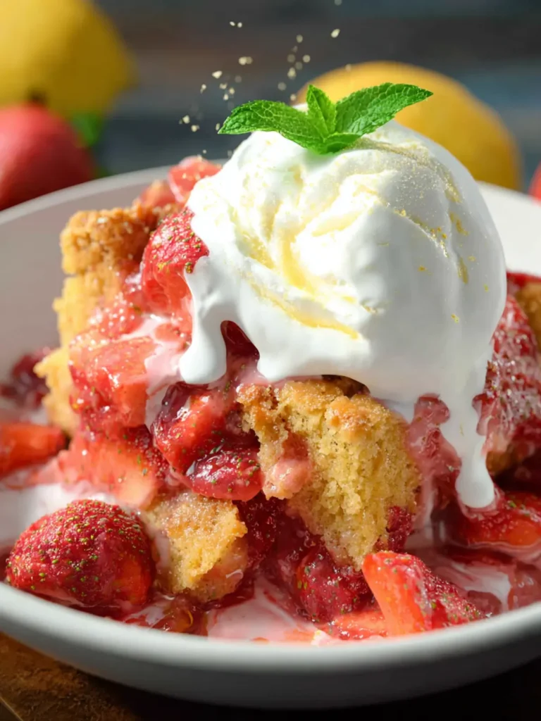 Lemon Basil Strawberry Cobbler First Image