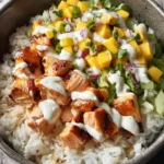 Salmon Rice Bowls, Mango Salsa & Spicy Yogurt Sauce First Image